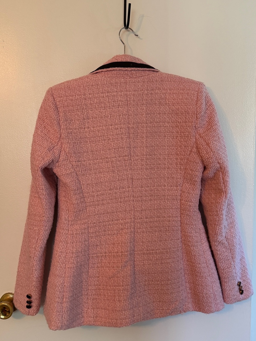 Pink Tweed Double-Breasted Women's Blazer Jacket - Picture 2 of 3